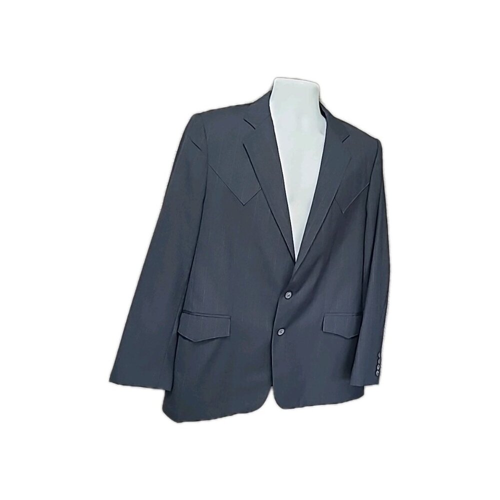 Luskey’s Men’s Western Sport Coat L Blue Wool Blend 2 Button Blazer Jacket - Picture 4 of 16